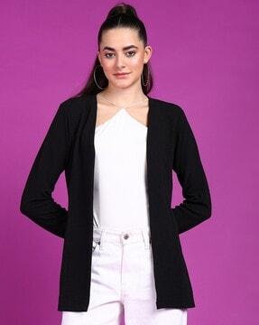 women relaxed fit front-open shrug