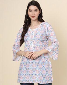 women relaxed fit geometric print straight tunic