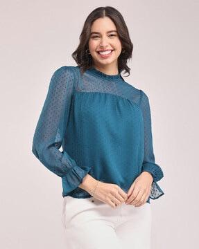 women relaxed fit high-neck top