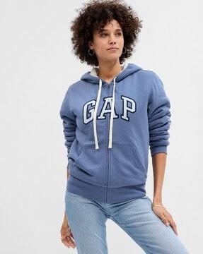 women relaxed fit hoodie with logo applique