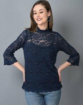 women relaxed fit lace top