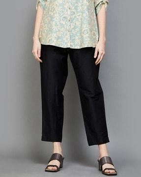 women relaxed fit mid-rise pants