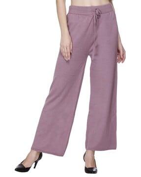 women relaxed fit palazzos with drawstring waist