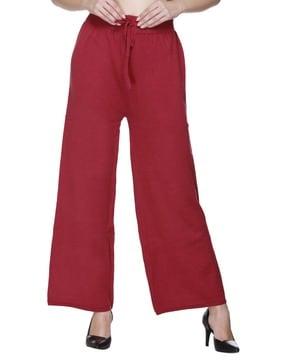 women relaxed fit palazzos with drawstring waist