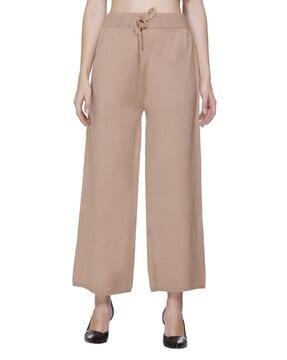 women relaxed fit palazzos with drawstring waist