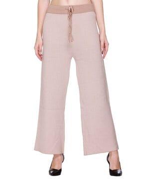 women relaxed fit palazzos with drawstring waist