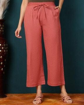 women relaxed fit palazzos with drawstring waist