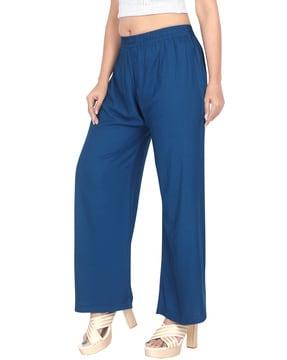 women relaxed fit palazzos with elasticated waist