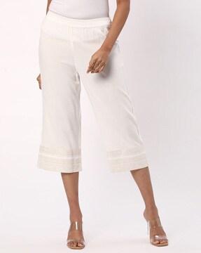 women relaxed fit palazzos with elasticated waist