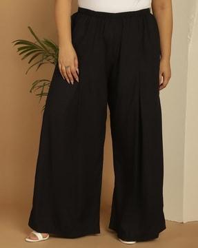 women relaxed fit palazzos with elasticated waist