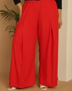 women relaxed fit palazzos with elasticated waist