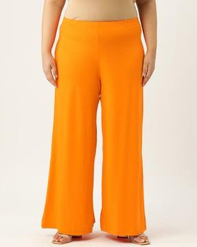 women relaxed fit palazzos with elasticated waist