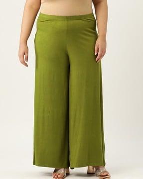 women relaxed fit palazzos with elasticated waist