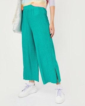 women relaxed fit palazzos with elasticated waistband