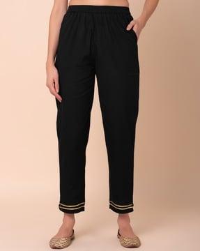 women relaxed fit pants with elasticated waist