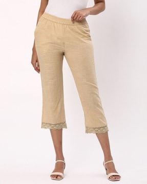 women relaxed fit pants with elasticated waist