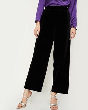 women relaxed fit pants with elasticated waistband