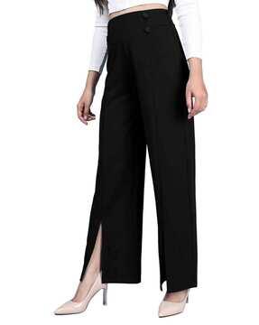 women relaxed fit pants with high rise waist