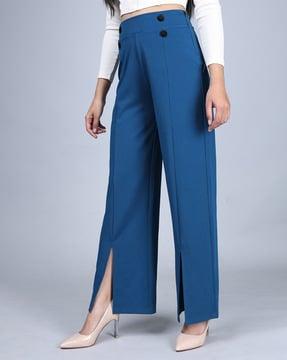 women relaxed fit pants with high rise waist