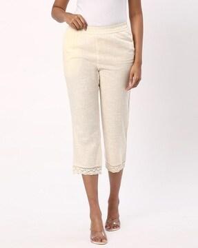 women relaxed fit pants with semi-elasticated waist