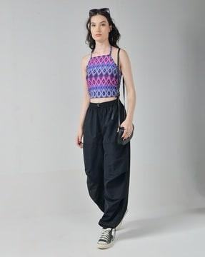 women relaxed fit parachute pants