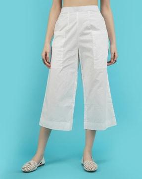 women relaxed fit pleat-front pants
