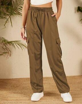 women relaxed fit pleat-front pants