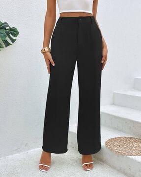 women relaxed fit pleat-front trousers