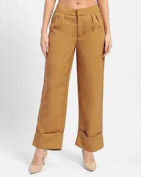 women relaxed fit pleat-front trousers