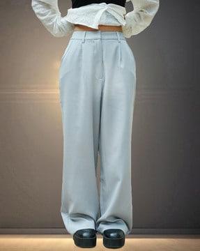 women relaxed fit pleated korean 9-9 pants