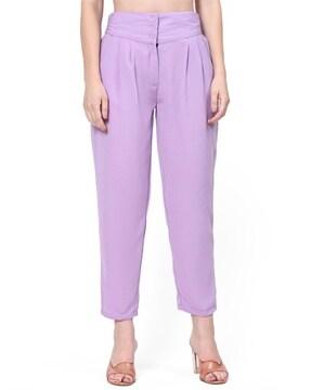 women relaxed fit pleated pants