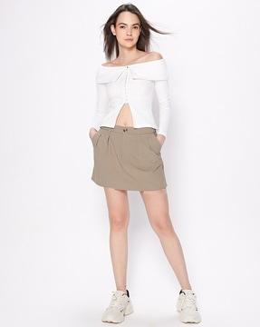 women relaxed fit pleated skirt