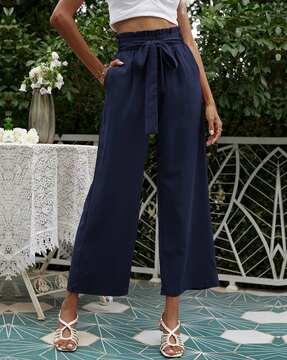 women relaxed fit pleated trousers