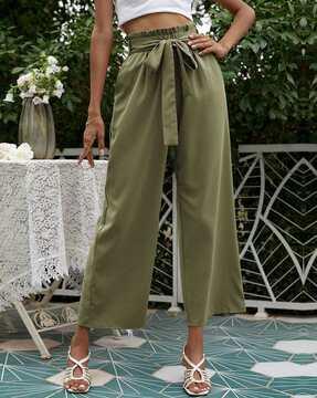 women relaxed fit pleated trousers