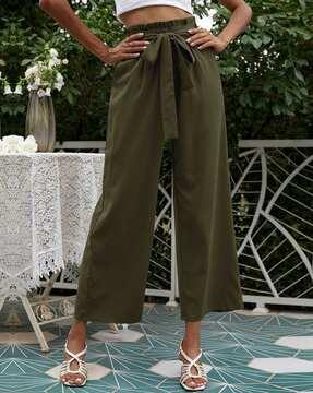 women relaxed fit pleated trousers