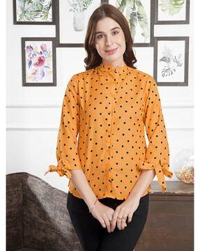 women relaxed fit polka-dot print shirt