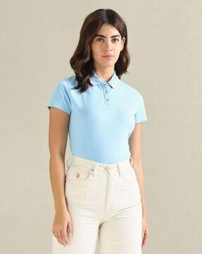 women relaxed fit polo t-shirt