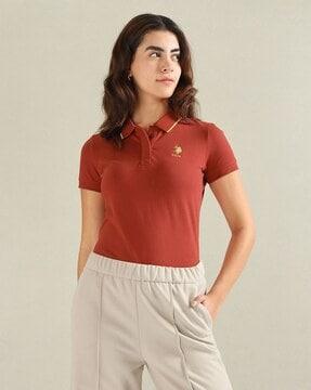 women relaxed fit polo t-shirt