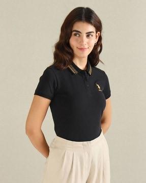 women relaxed fit polo t-shirt