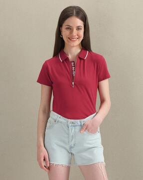 women relaxed fit polo t-shirt