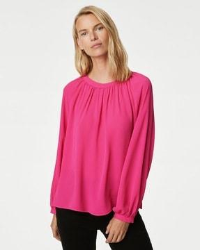 women relaxed fit popover blouse