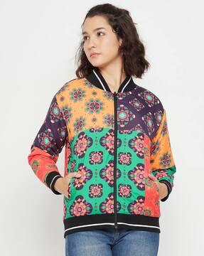 women relaxed fit printed jacket