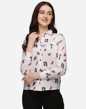 women relaxed fit printed shirt