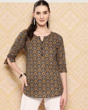 women relaxed fit printed top