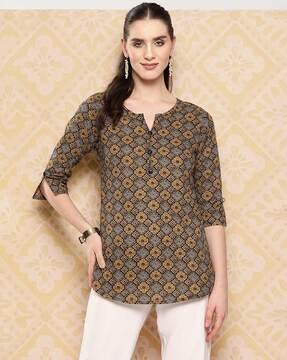 women relaxed fit printed top