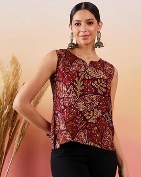 women relaxed fit printed top