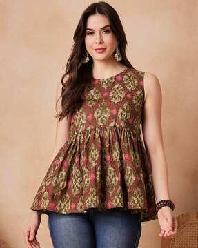 women relaxed fit printed top