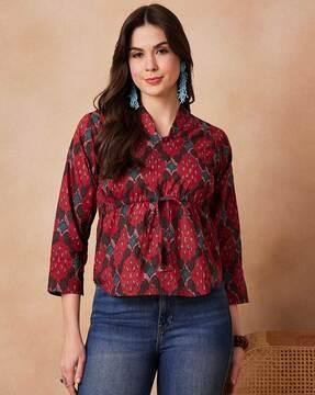 women relaxed fit printed top