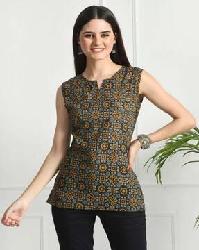 women relaxed fit printed top