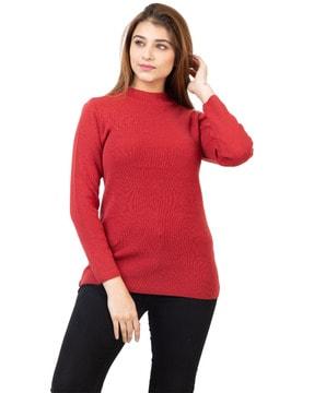 women relaxed fit pullover with crew neck